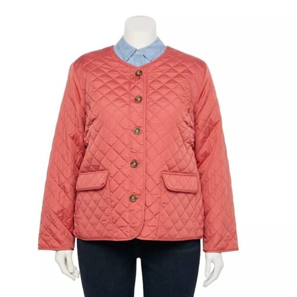 Women's Plus Size Quilted Jacket Lined Croft‎ & Barrow Snap Front Size 1X
